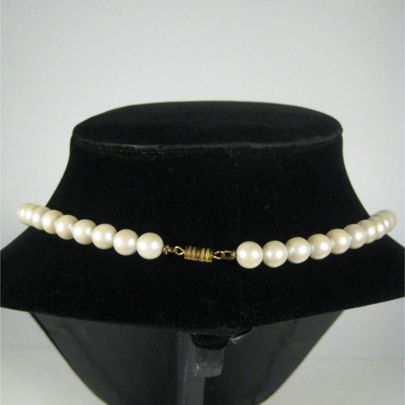 Imitation Pearl Beaded Necklace 25 inch Goldtone Strand Jewelry Vintage - Picture 6 of 7